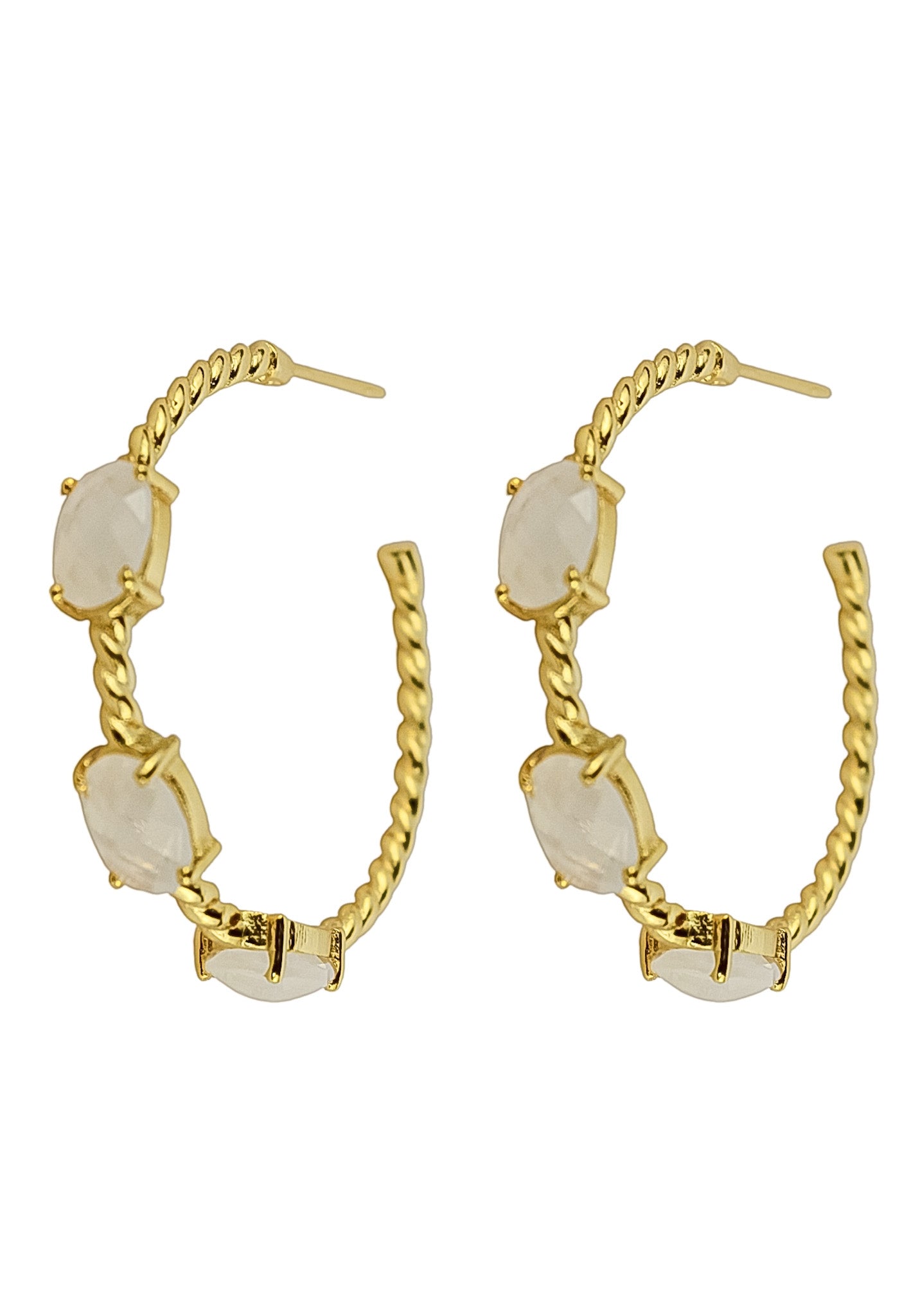 Elegant Doha Earrings with 18K Gold-Plating and Stones