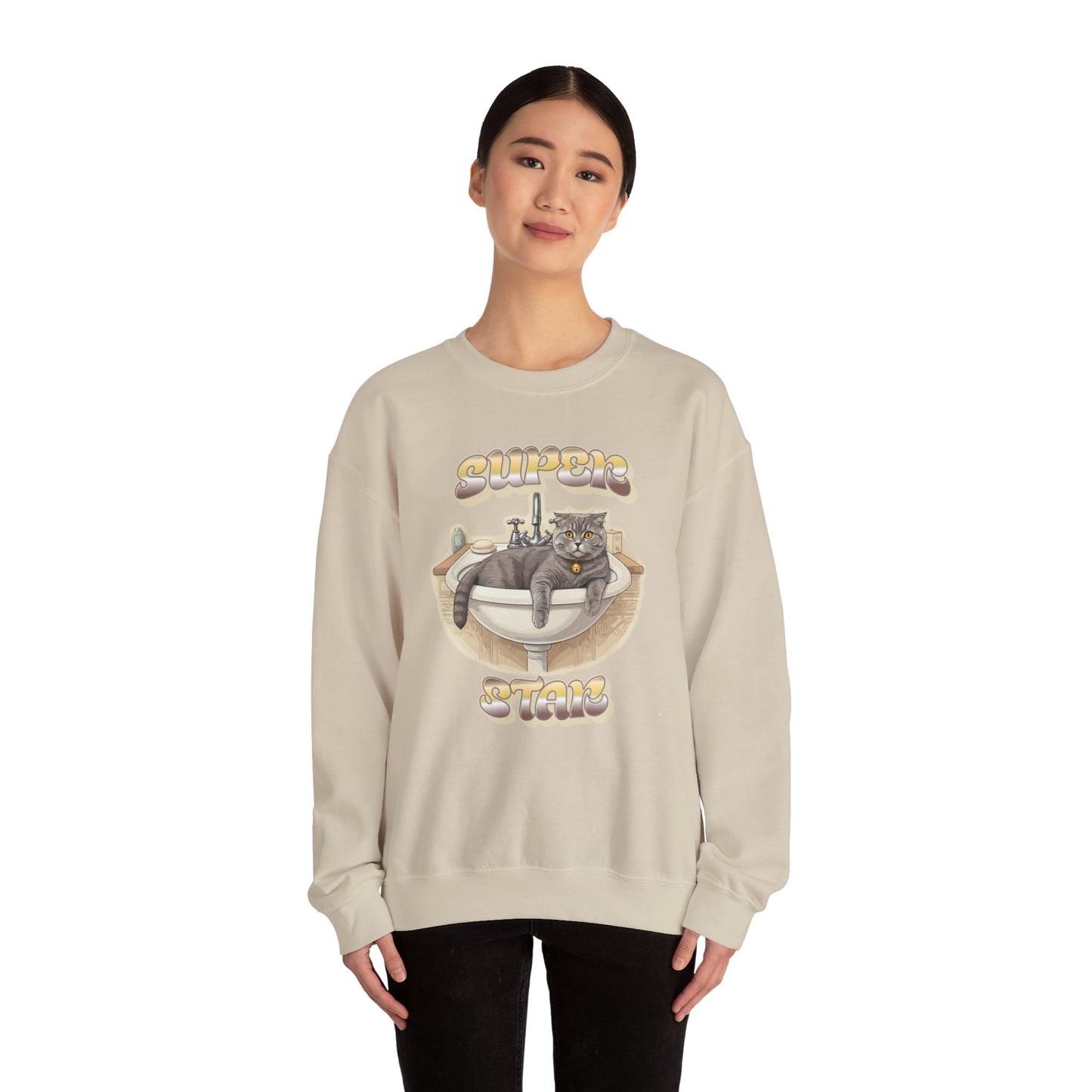 Star cat Unisex Heavy Blend™ Crewneck Sweatshirt - StyleMZ