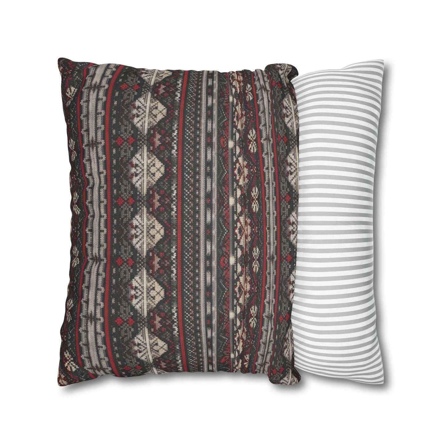 Nordic Knit Pattern Faux Suede Square Pillowcase - StyleMZ