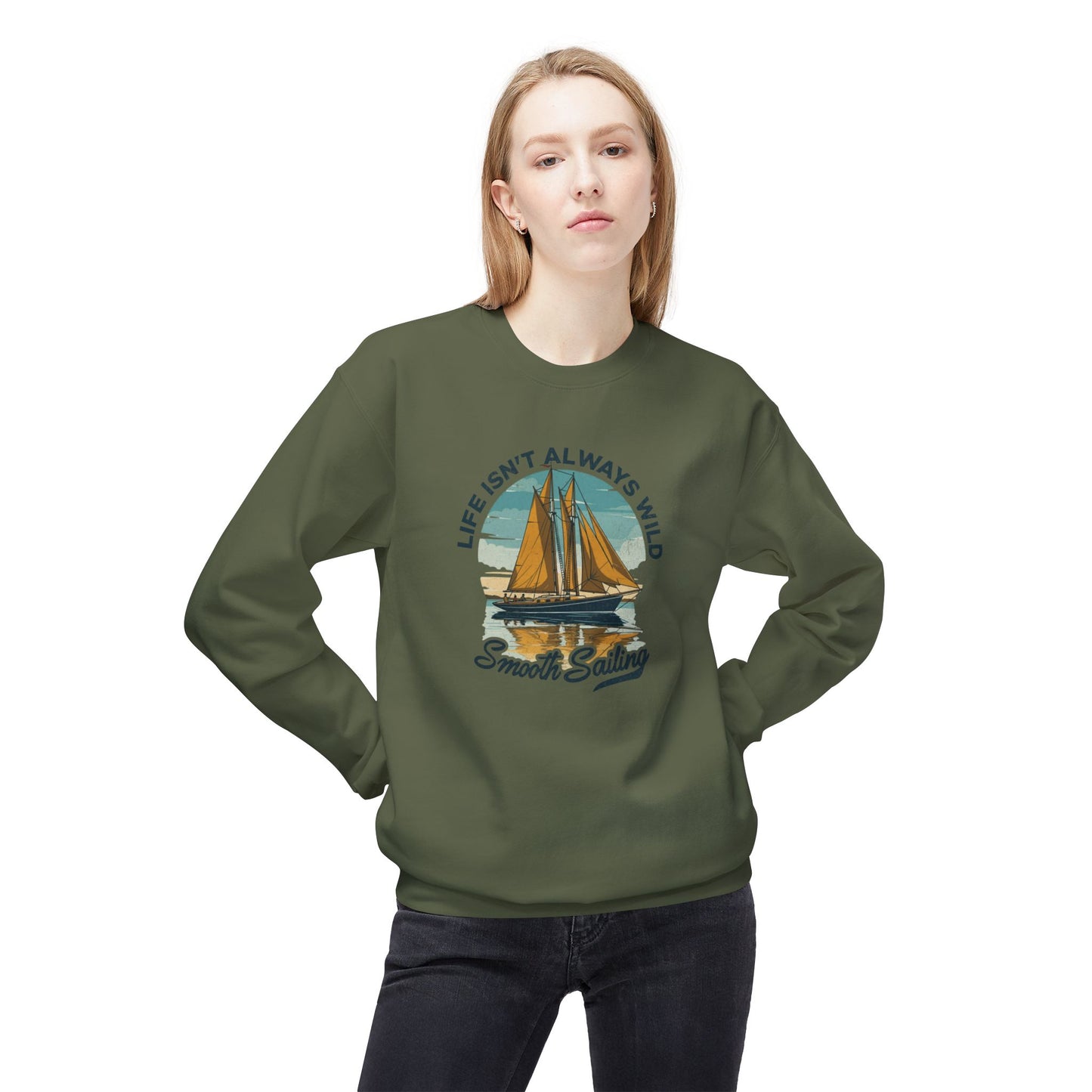 Smooth sailing Unisex Midweight Softstyle Fleece Crewneck Sweatshirt - Korea - StyleMZ - Stylemz