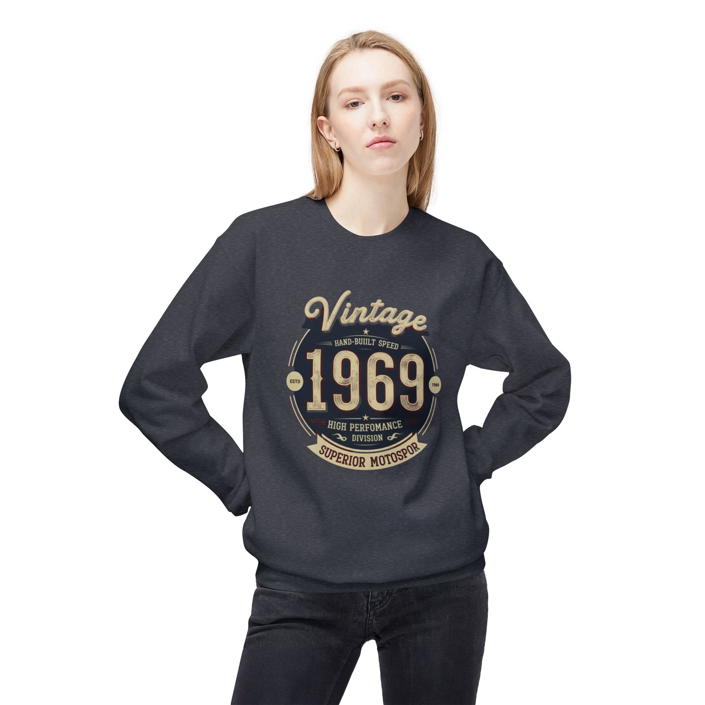 Vintage 1969 Unisex Midweight Softstyle Fleece Crewneck Sweatshirt - StyleMZ