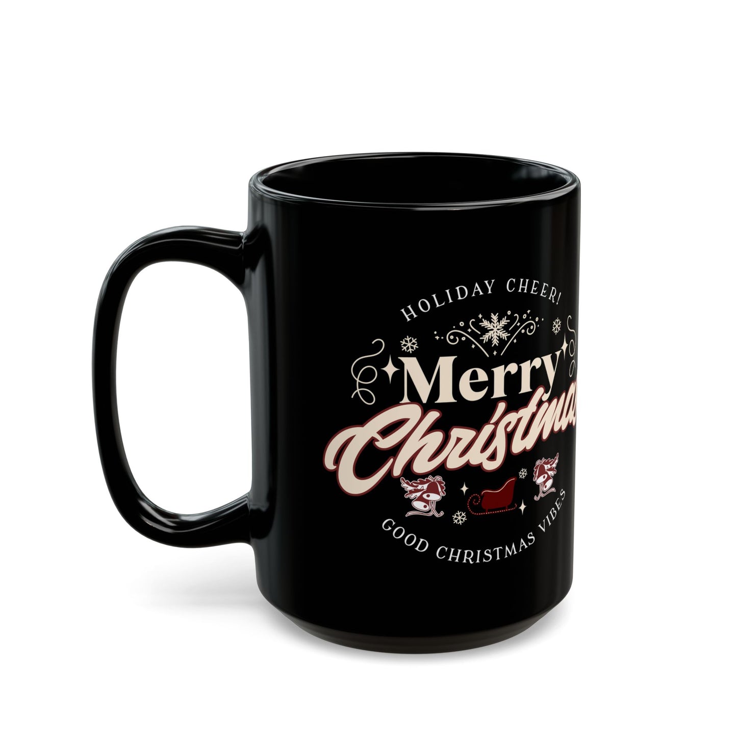 Merry Christmas Happy Vibes Black Mug (11oz, 15oz) - StyleMZ