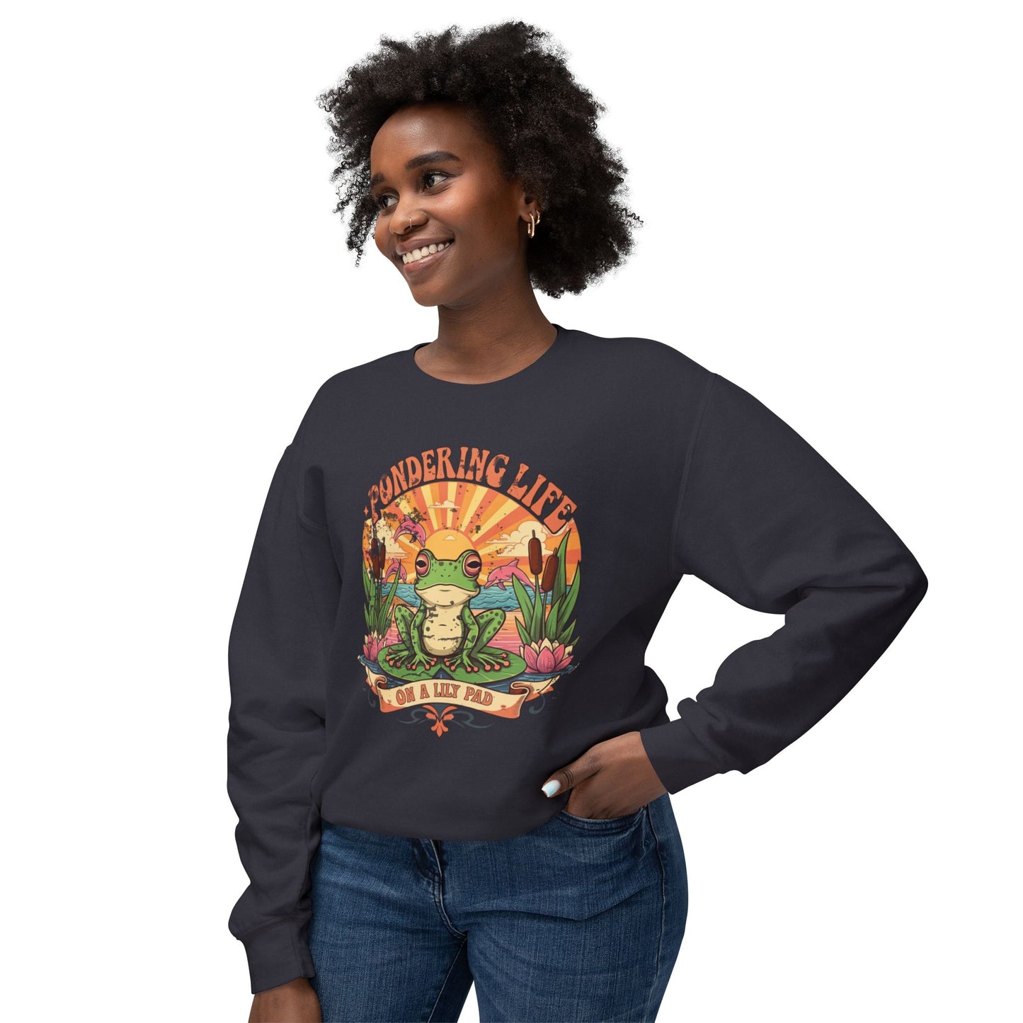 Pondering life Unisex Lightweight Crewneck Sweatshirt - StyleMZ