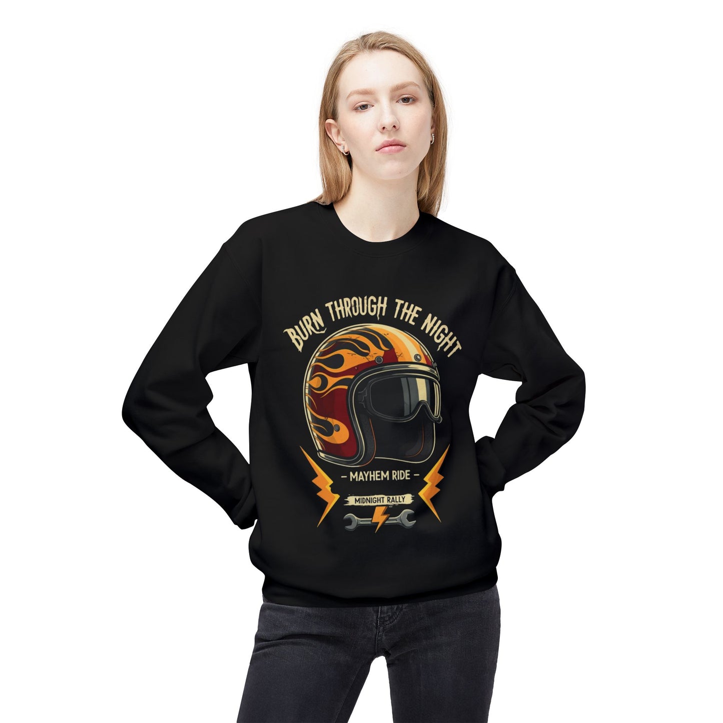 Burn through the night Unisex Midweight Softstyle Fleece Crewneck Sweatshirt - StyleMZ