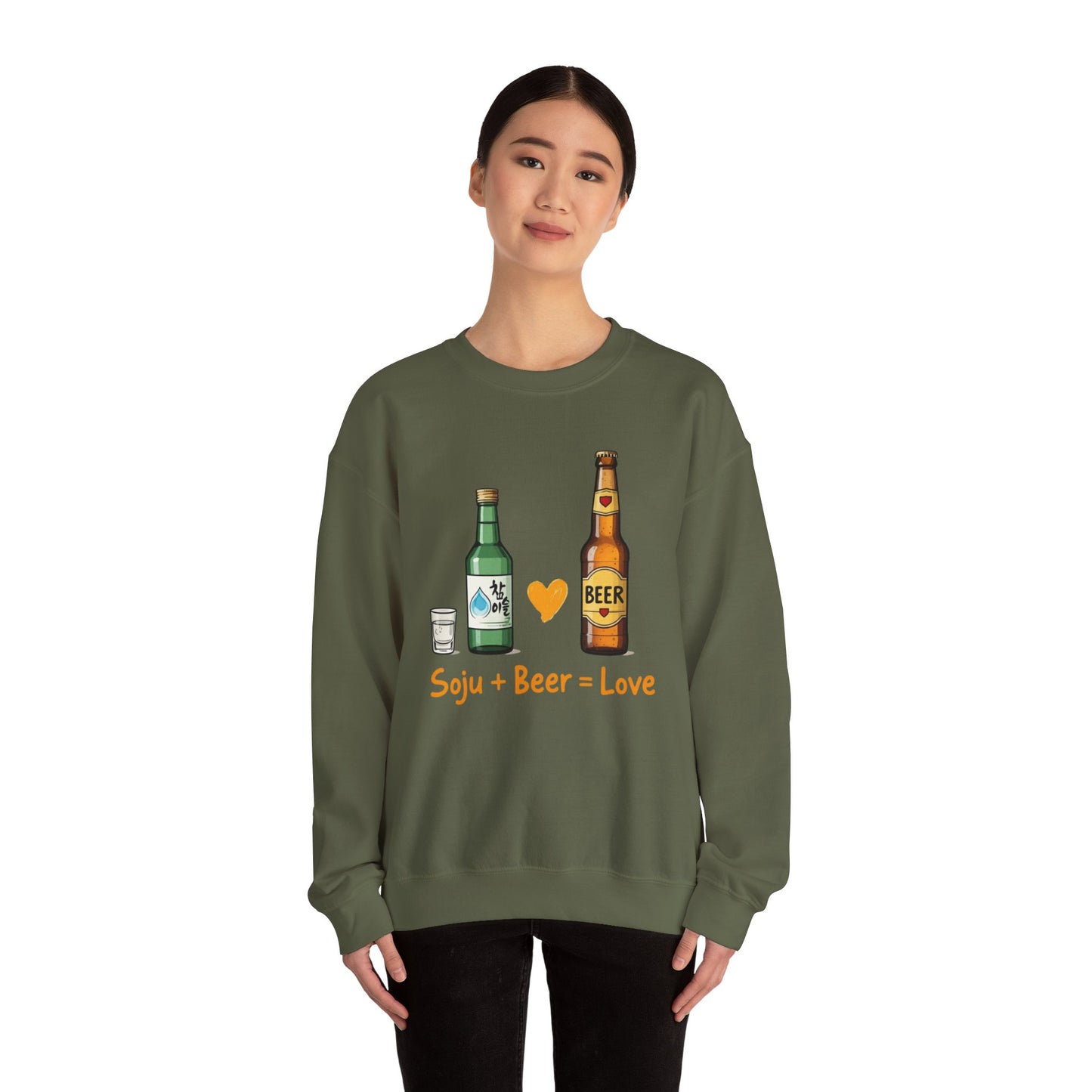 Soju + Beer = Love Unisex Heavy Blend™ Crewneck Sweatshirt - StyleMZ