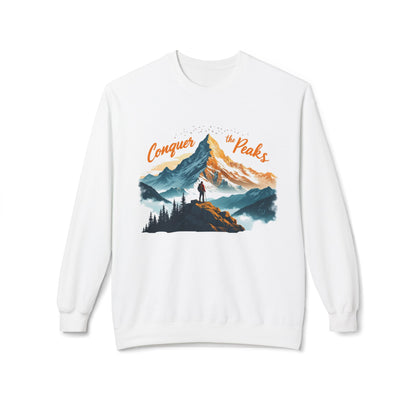 Conquer the peaks Unisex Midweight Softstyle Fleece Crewneck Sweatshirt - StyleMZ