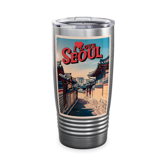 Korea -  I love Seoul vintage Ringneck Tumbler, 20oz  - StyleMZ