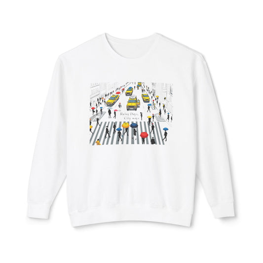 StyleMZ - Rainy days City ways Unisex Lightweight Crewneck Sweatshirt - StyleMZ - Stylemz