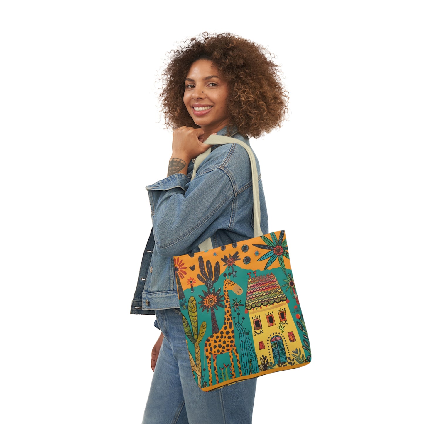 The giraffe that lives in my house Canvas Tote Bag, 5-Color Straps - StyleMZ