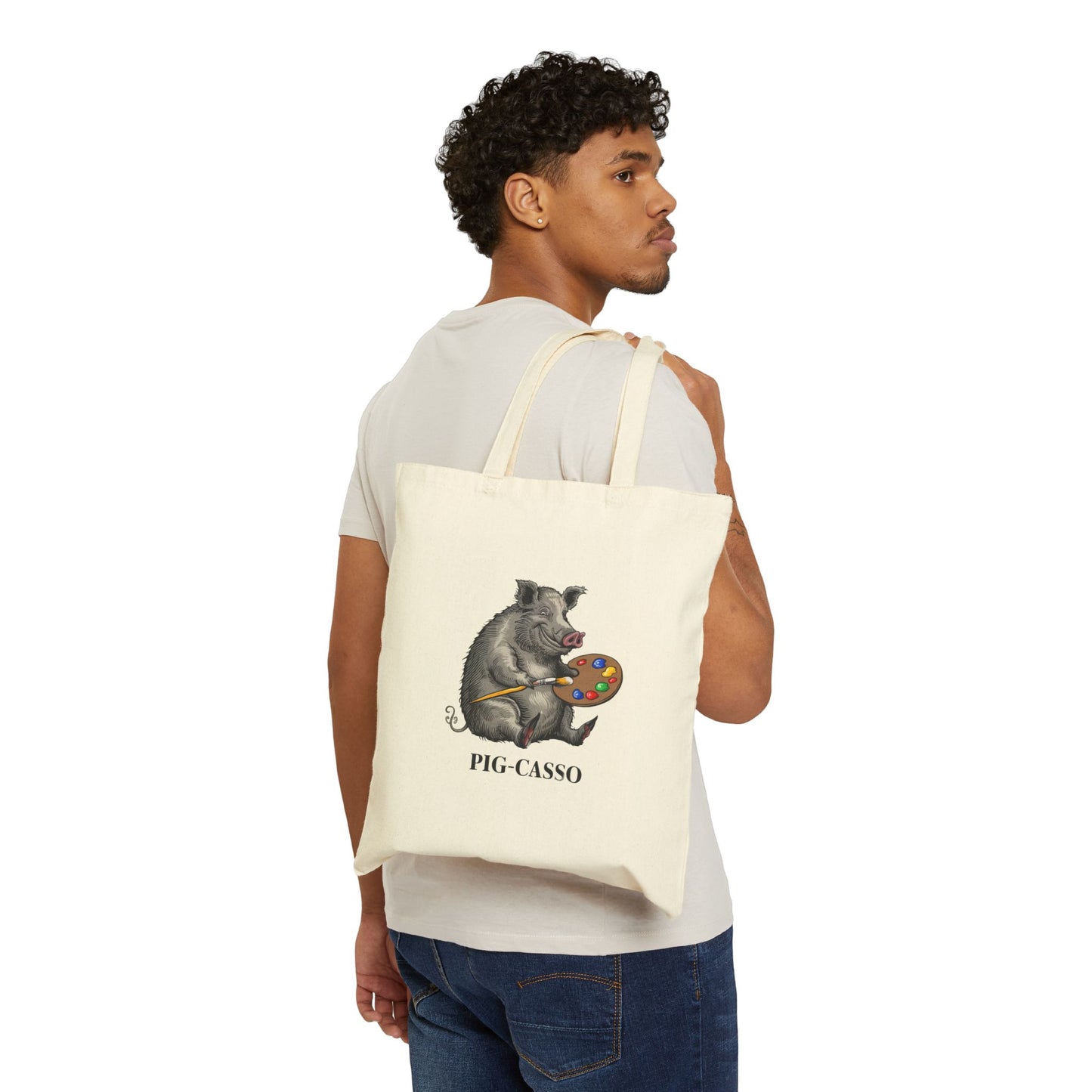 PIG-CASSO Cotton Canvas Tote Bag - StyleMZ