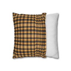 Yellow hue plaid Faux Suede Square Pillowcase  - StyleMZ