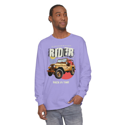 Korea -  Rider Back in Time Unisex Garment-dyed Long Sleeve T-Shirt  - StyleMZ