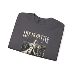 Sudadera unisex con cuello redondo y mezcla pesada Life is better - Corea - StyleMZ 