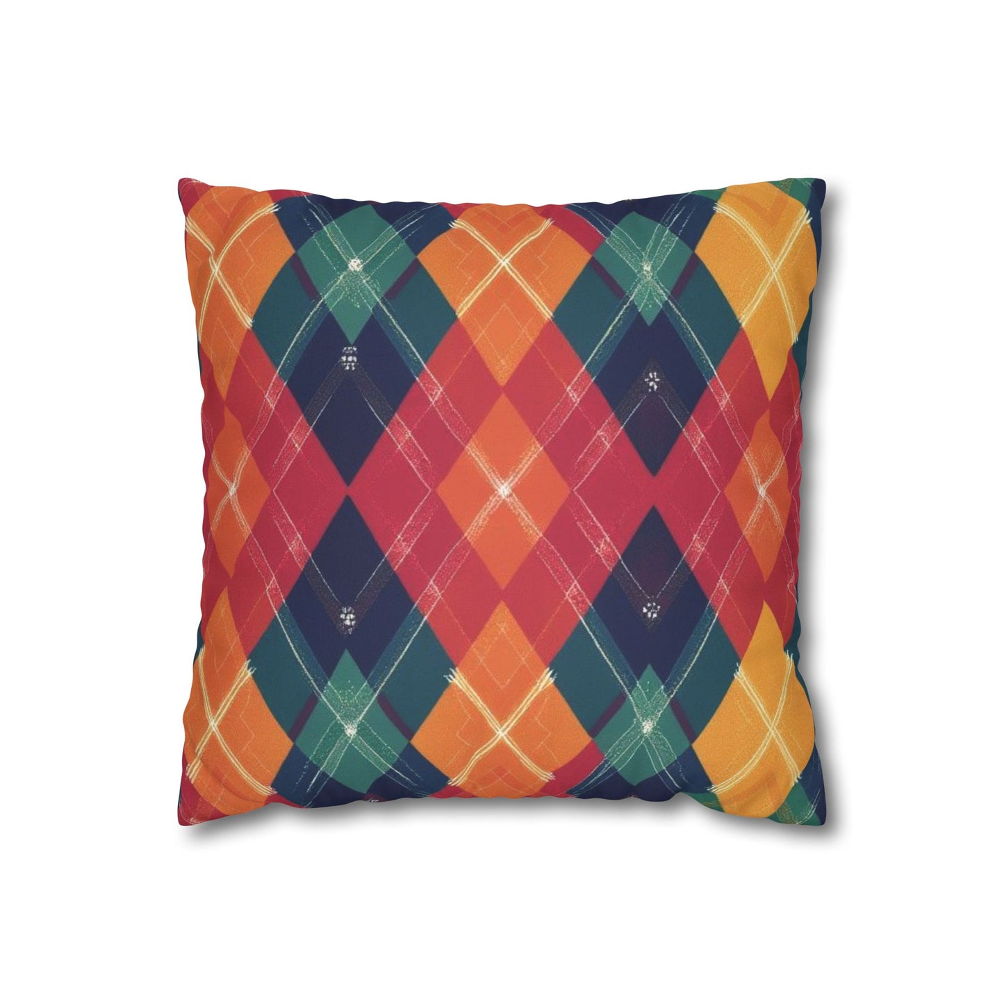 Festive Firelight Plaid Faux Suede Square Pillowcase - StyleMZ