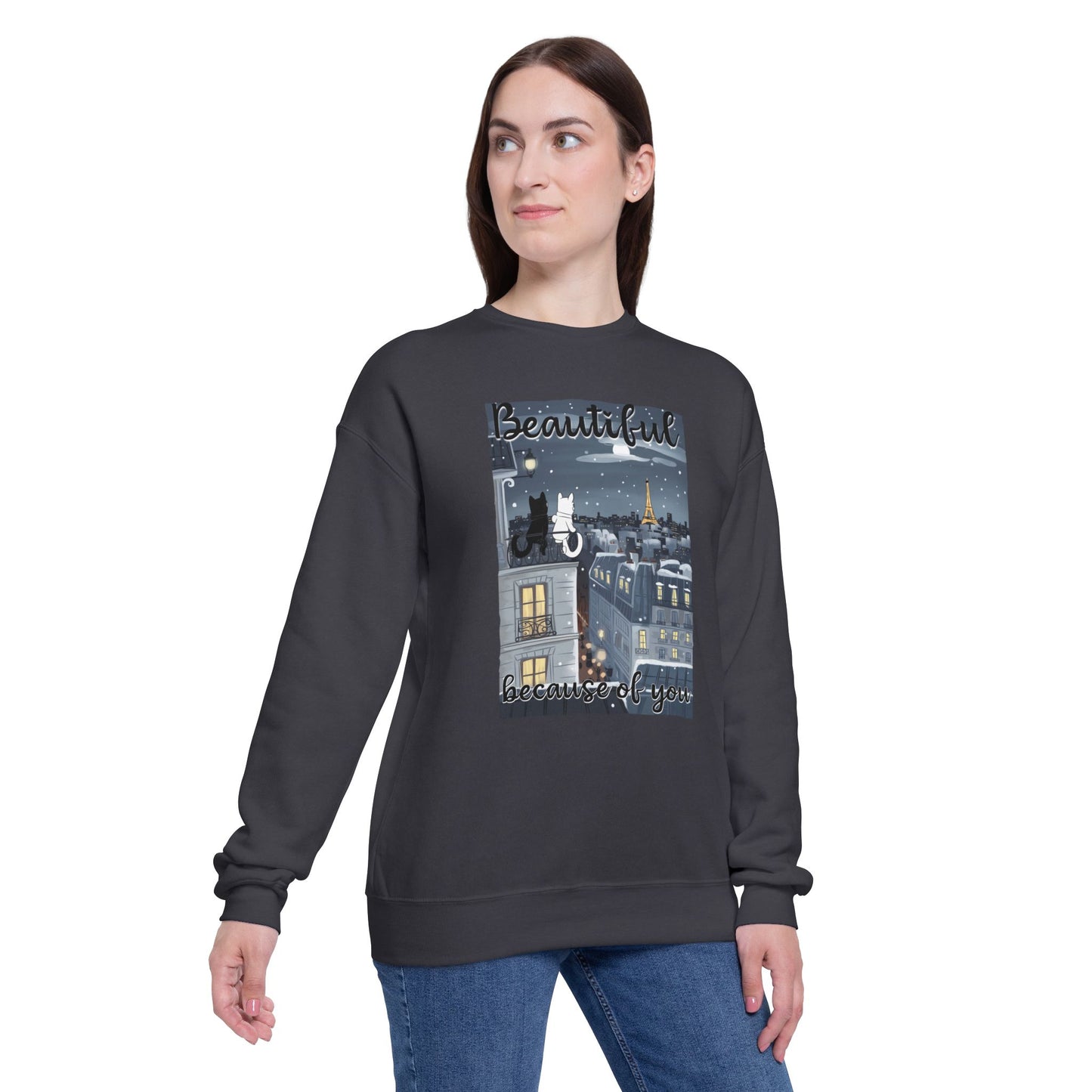 Korea -  Beautiful because of you Unisex Drop Shoulder Sweatshirt  - StyleMZ