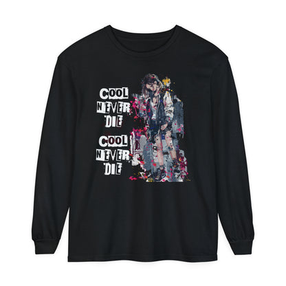 Korea -  Cool never die Garment-dyed Long Sleeve T-Shirt  - StyleMZ