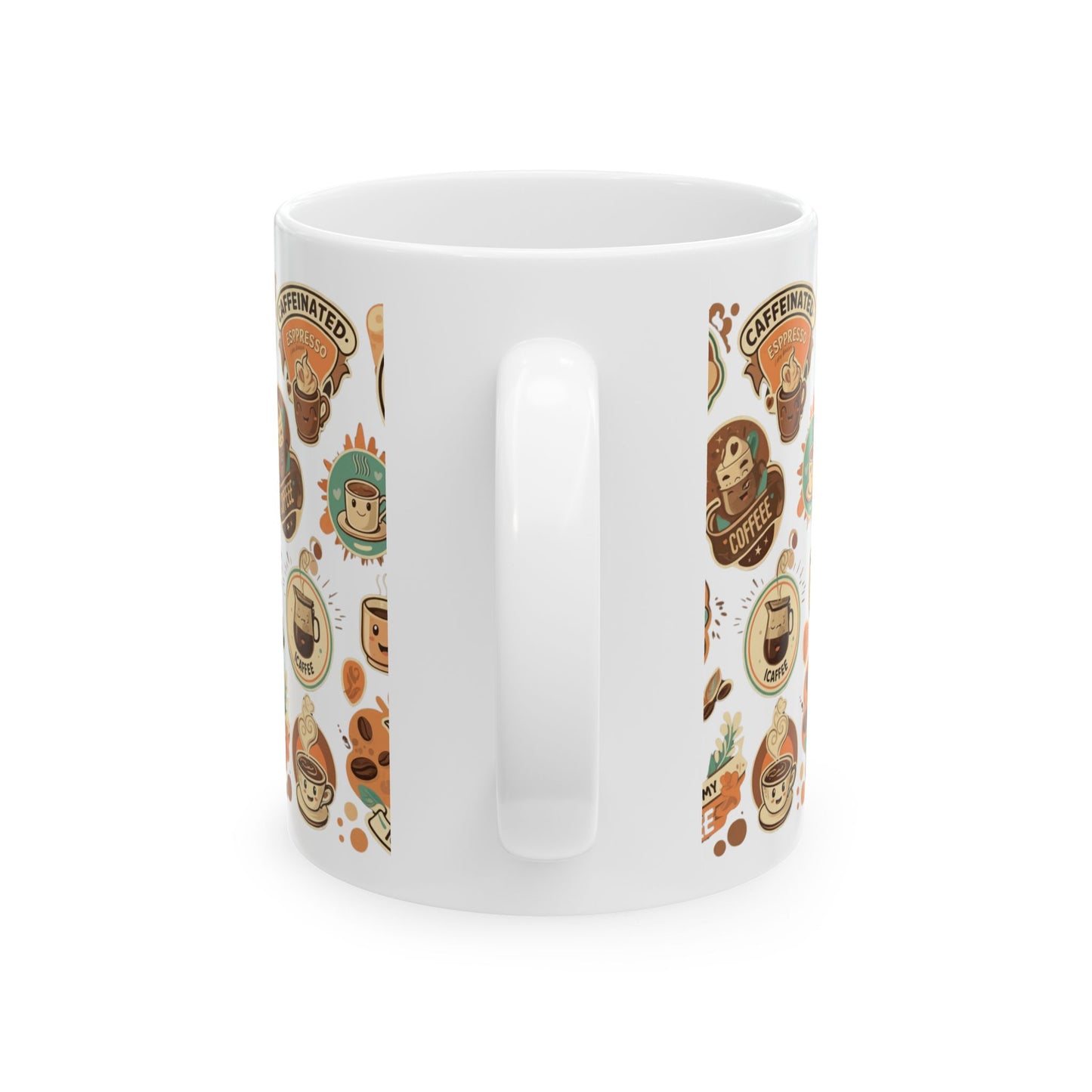 Coffee Stickers Ceramic Mug, (11oz, 15oz) - StyleMZ