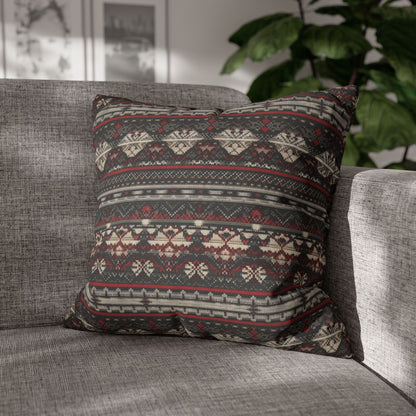 Nordic Knit Pattern Faux Suede Square Pillowcase - StyleMZ