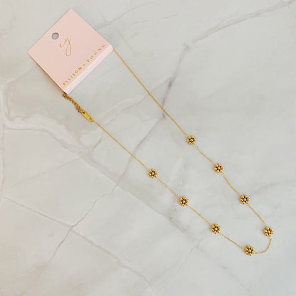 Dainty Golden Bead Flower Necklace with Elegant Chain