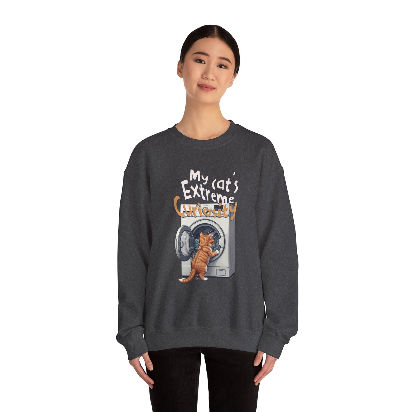 My cat's extreme curiosity Unisex Heavy Blend™ Crewneck Sweatshirt - StyleMZ - Stylemz