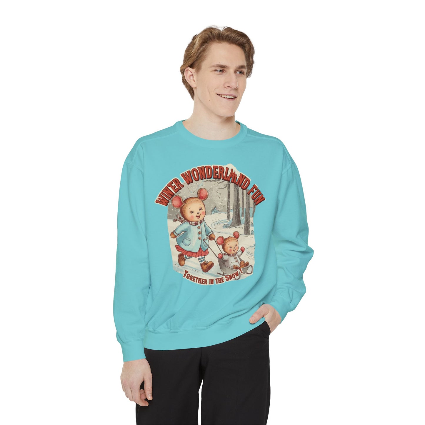 Korea -  Winter wonderland fun Unisex Garment-Dyed Sweatshirt  - StyleMZ