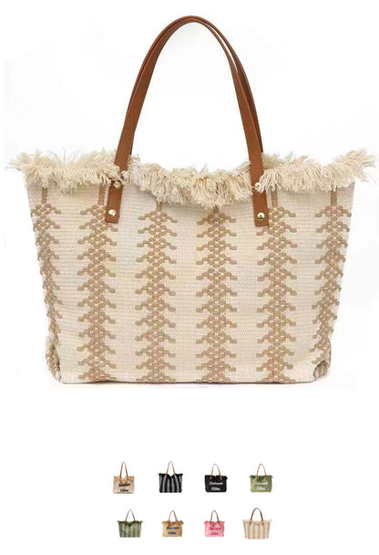 Bohemian Canvas Woven Tote Bag Simple Ethnic Purse Trendy