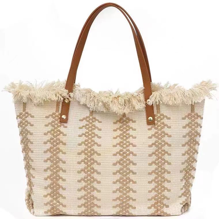 Bohemian Canvas Woven Tote Bag Simple Ethnic Purse Trendy