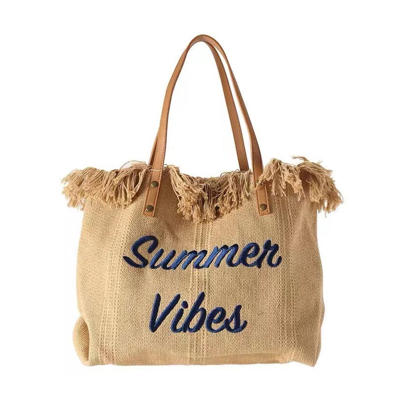 Bohemian Canvas Woven Tote Bag Simple Ethnic Purse Trendy