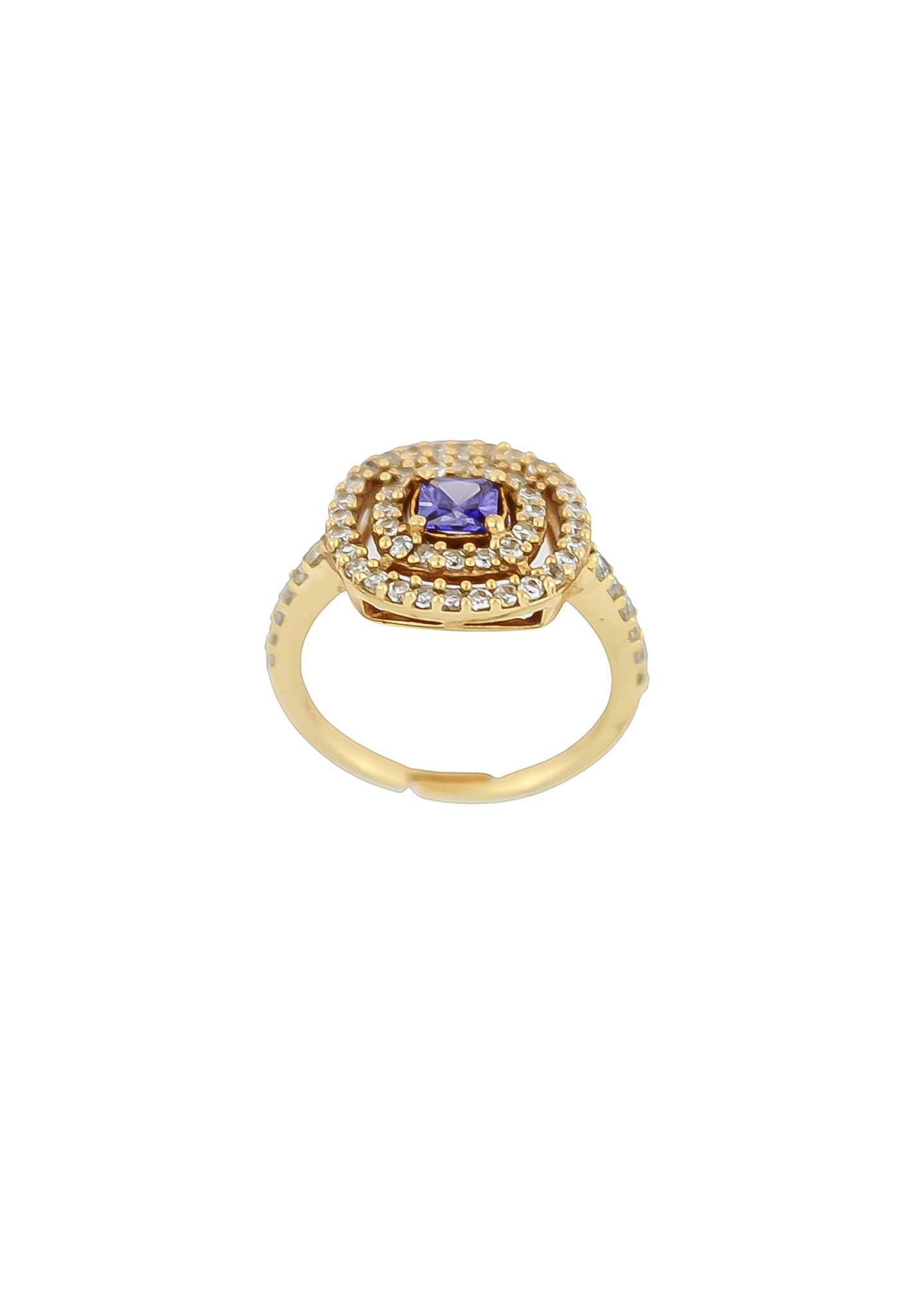 Elegant Golden Maldives Ring with Zirconia Stones