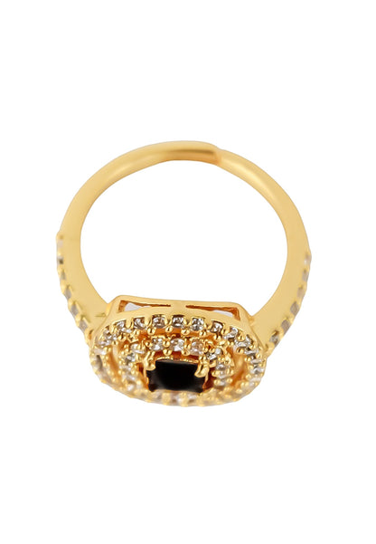 Elegant Golden Maldives Ring with Zirconia Stones