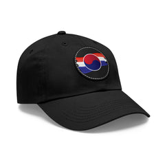 Corea - Gorro con bandera de Corea y parche de cuero (redondo) - StyleMZ 