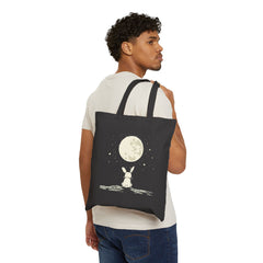 Korea -  The rabbit looking at Earth from the moon Cotton Canvas Tote Bag  - StyleMZ