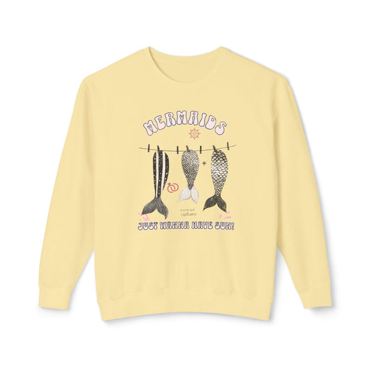 Korea -  Mermaids just want to have a sun! Unisex Lightweight Crewneck Sweatshirt  - StyleMZ