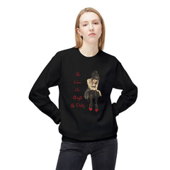 StyleMZ -  She Wears Her Strength Like Poetry Unisex Midweight Softstyle Fleece Crewneck Sweatshirt  - StyleMZ