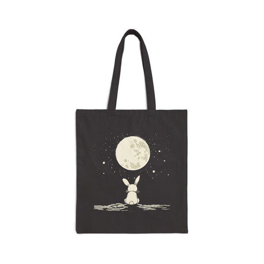 Korea -  The rabbit looking at Earth from the moon Cotton Canvas Tote Bag  - StyleMZ