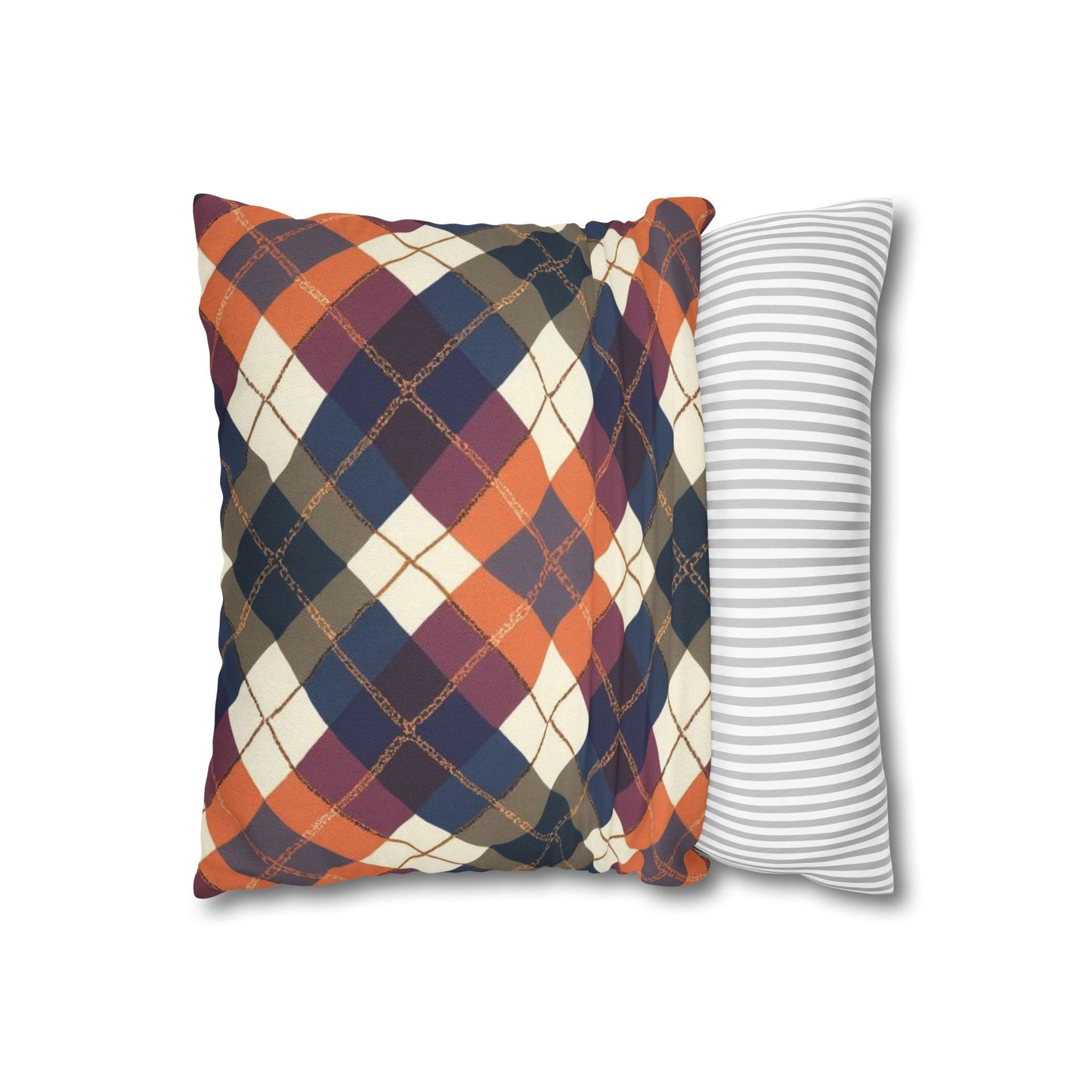 Warm Harvest Argyle Spun Polyester Square Pillowcase - StyleMZ