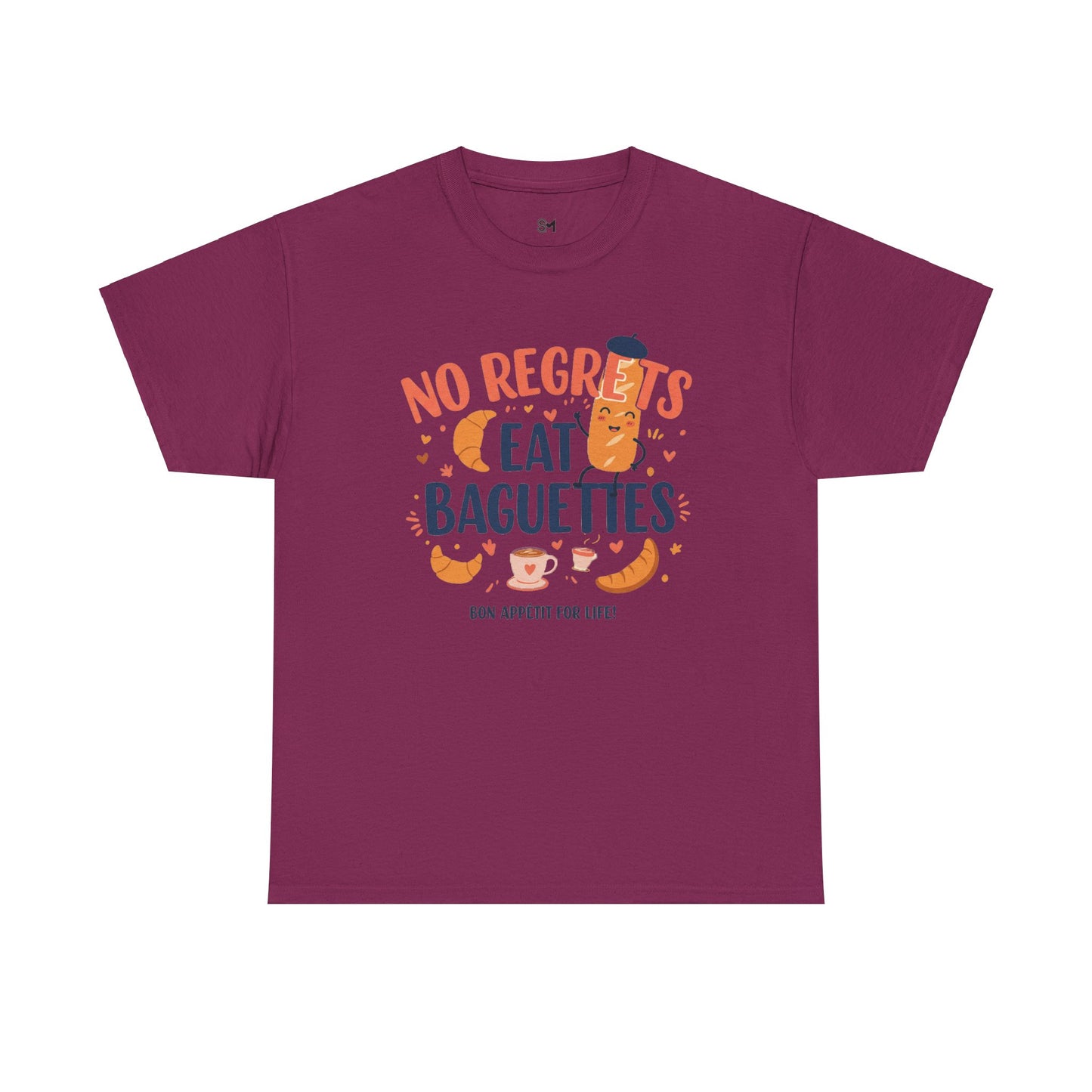 No Regrets Eat Baguettes Unisex Heavy Cotton Tee