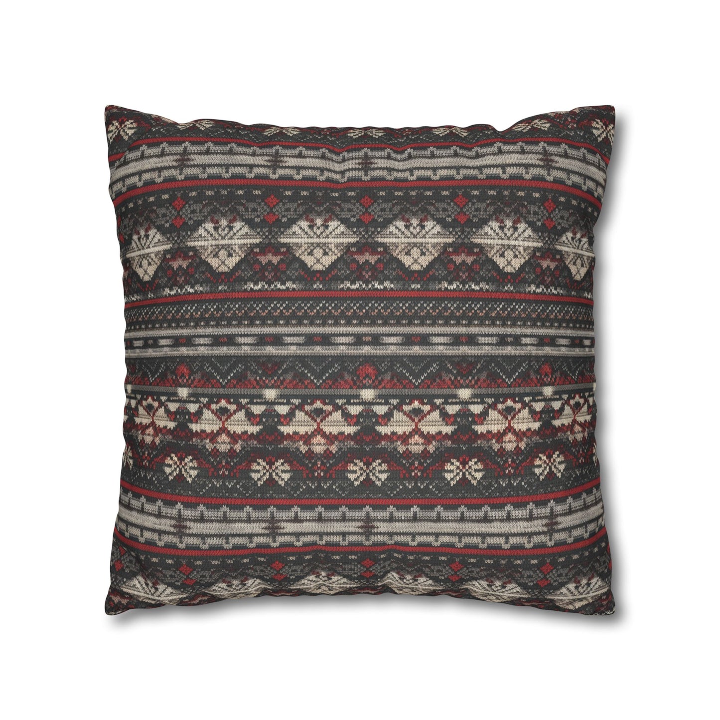 Nordic Knit Pattern Faux Suede Square Pillowcase - StyleMZ