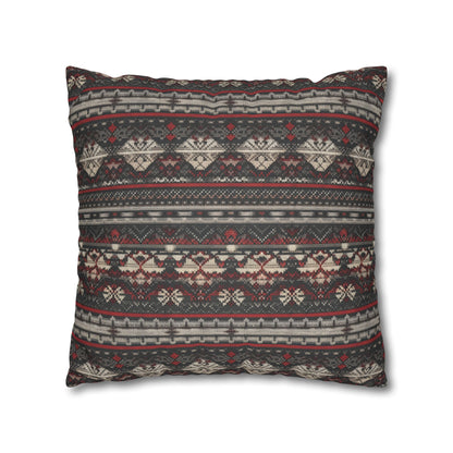 Nordic Knit Pattern Faux Suede Square Pillowcase - StyleMZ