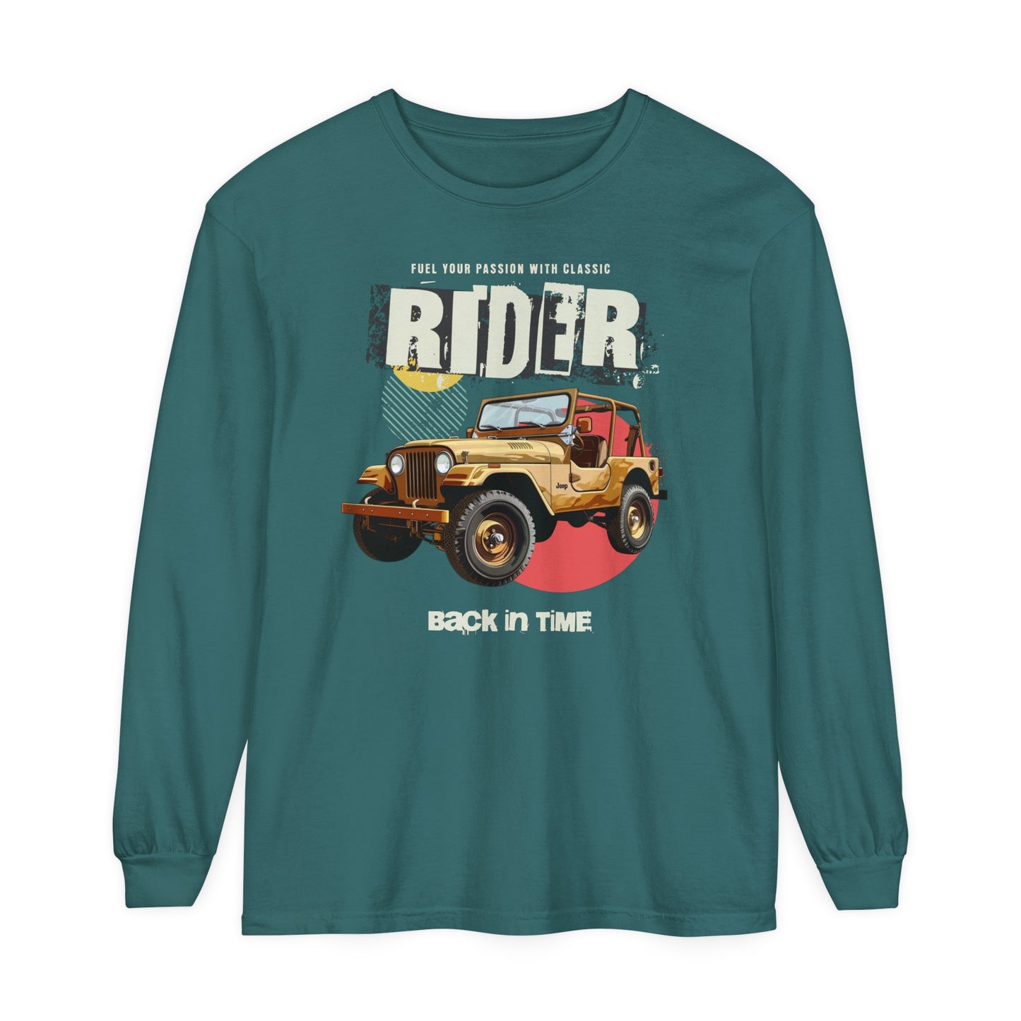 Korea -  Rider Back in Time Unisex Garment-dyed Long Sleeve T-Shirt  - StyleMZ