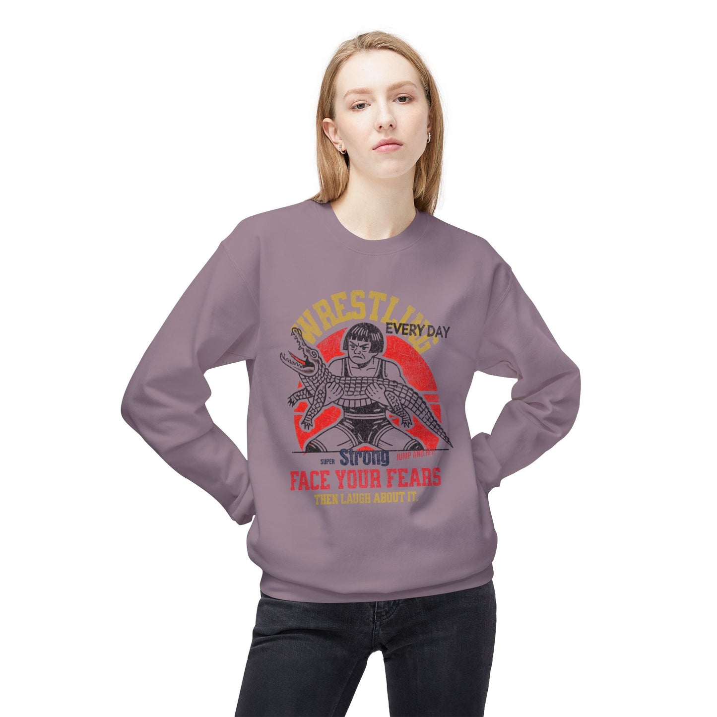 Korea -  Face your fears Unisex Midweight Softstyle Fleece Crewneck Sweatshirt  - StyleMZ