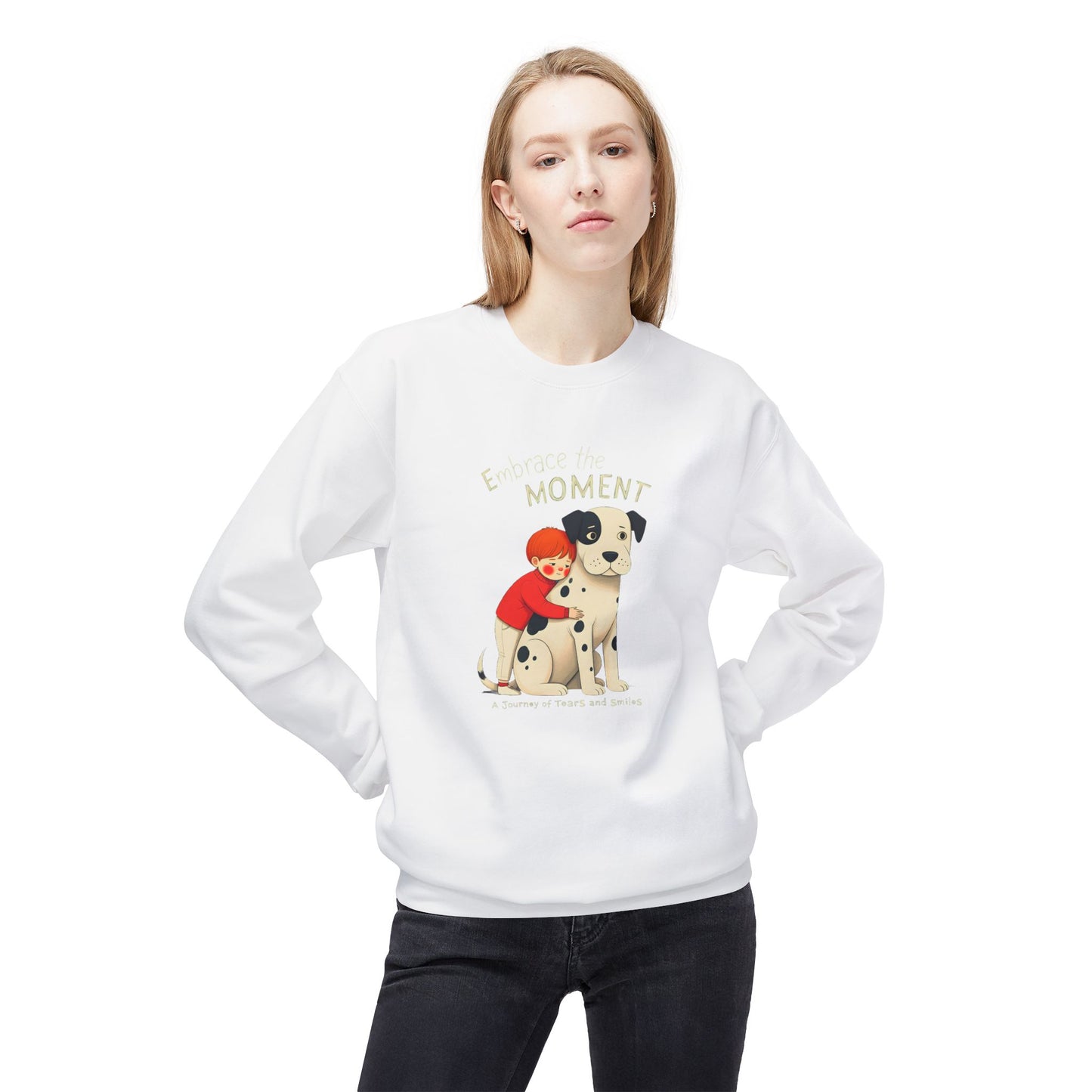 Korea -  Embrace the moments2 Unisex Midweight Softstyle Fleece Crewneck Sweatshirt  - StyleMZ