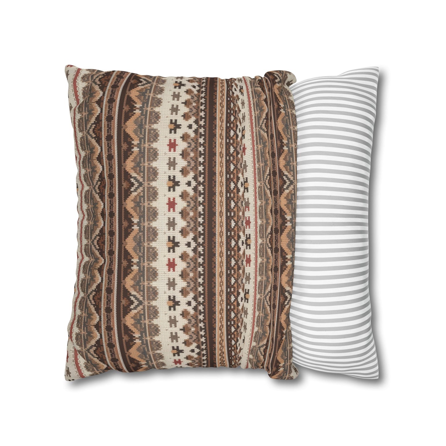 Warm Nordic Knit  Faux Suede Square Pillowcase - StyleMZ