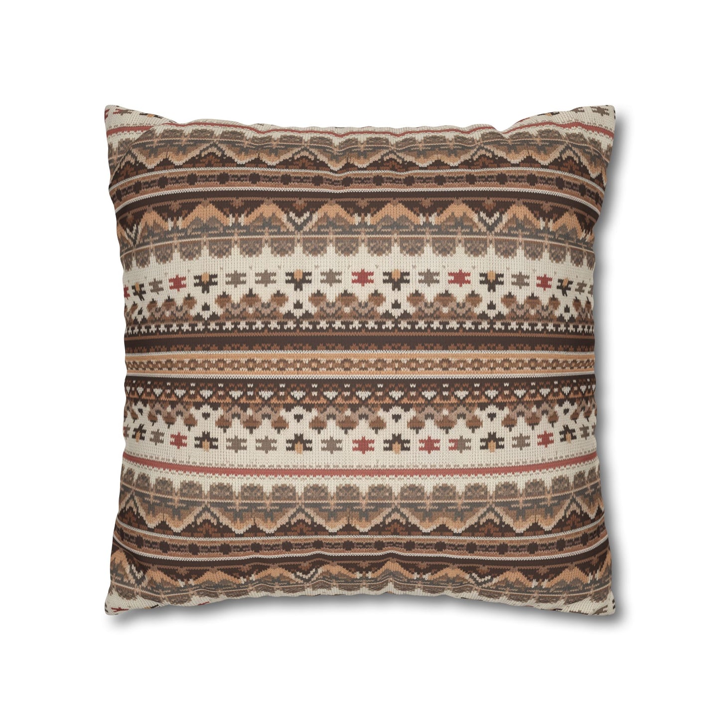 Warm Nordic Knit  Faux Suede Square Pillowcase - StyleMZ