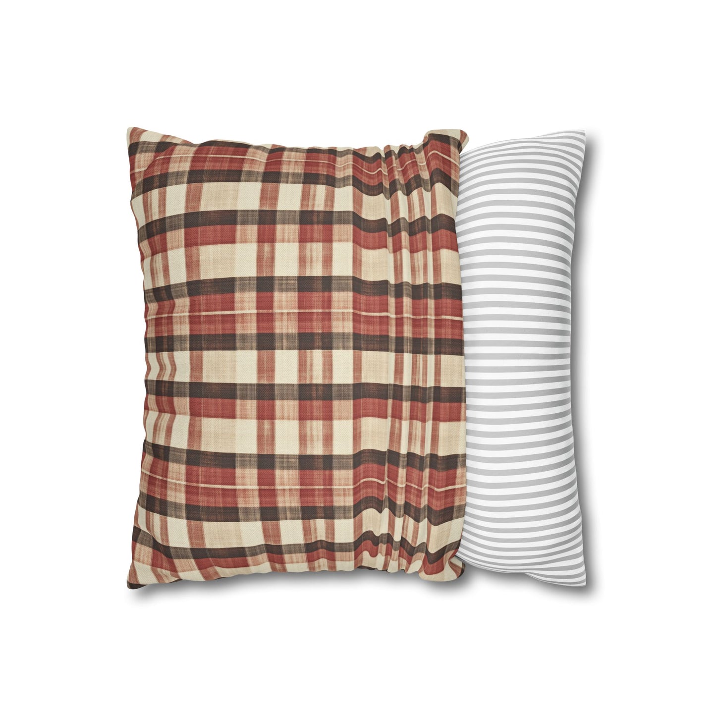 StyleMZ -  Foliage hue plaid Spun Polyester Square Pillowcase  - StyleMZ