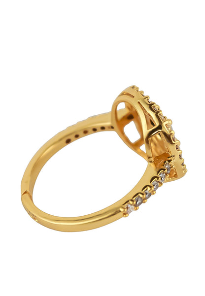 Elegant Golden Maldives Ring with Zirconia Stones