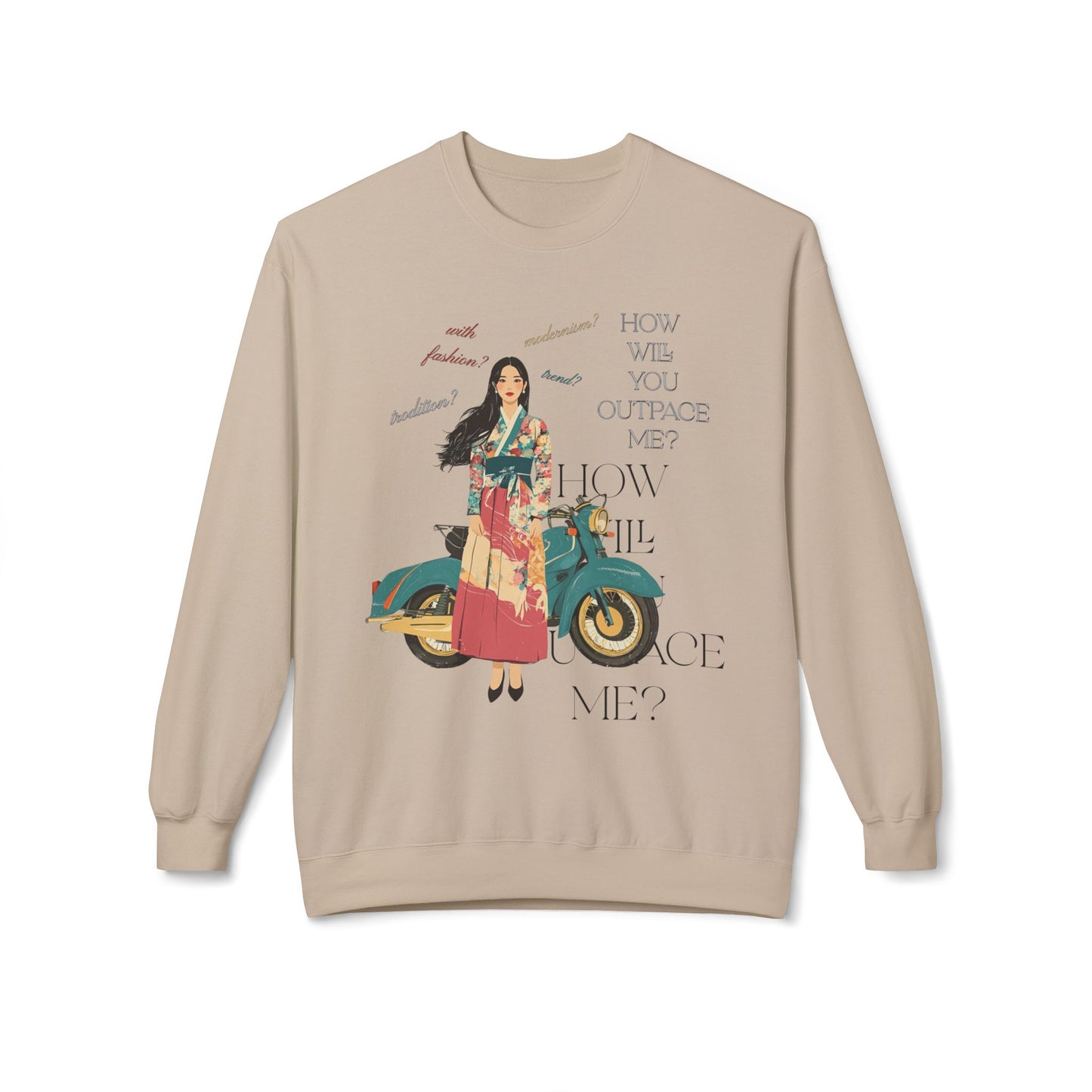 Korea -  How will you outpace me? Unisex Midweight Softstyle Fleece Crewneck Sweatshirt  - StyleMZ