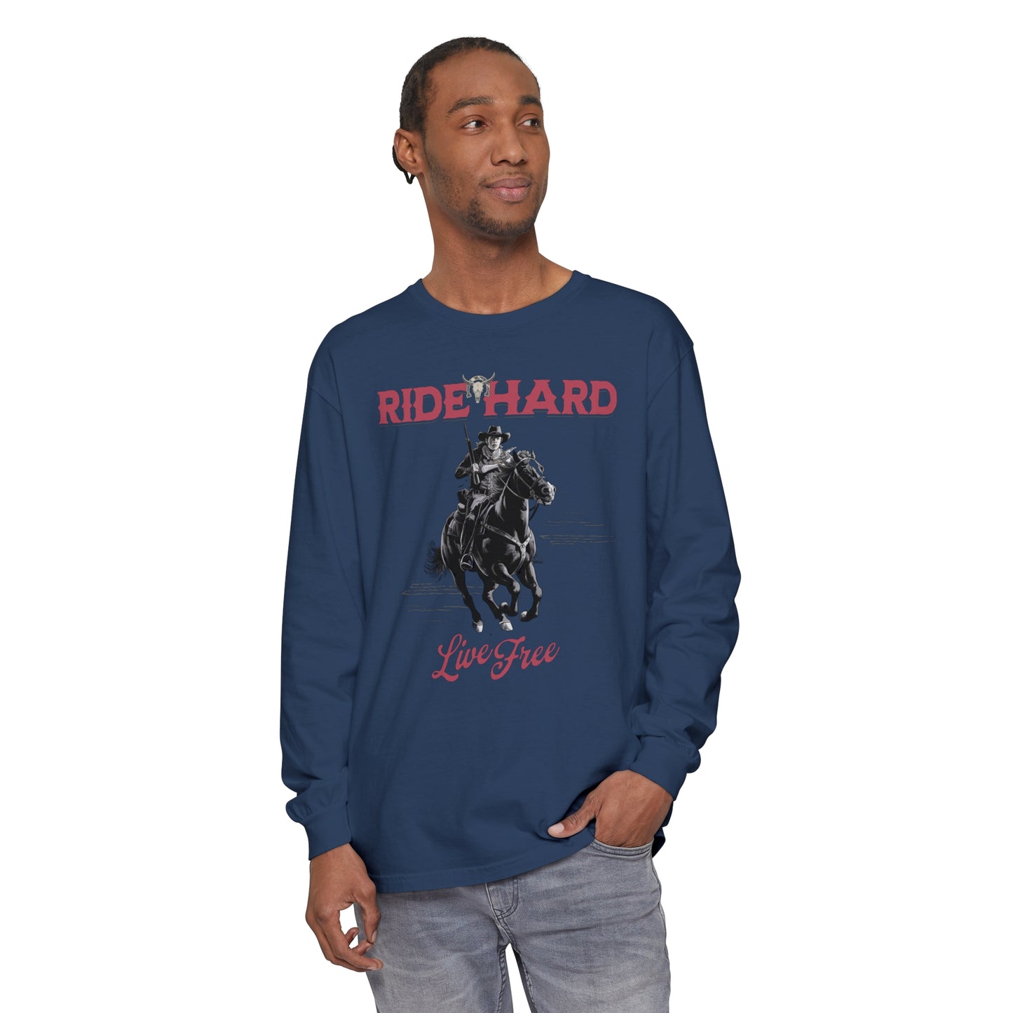 Ride hard Unisex Garment-dyed Long Sleeve T-Shirt - StyleMZ