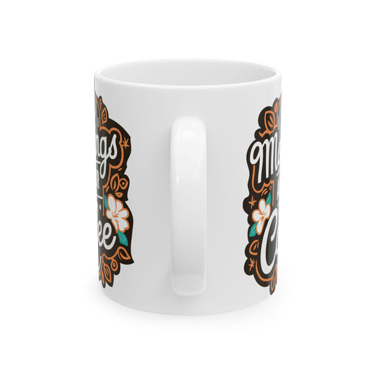 Taza de cerámica "Corea - Las mañanas son para tomar café" (11 oz, 15 oz) - StyleMZ 