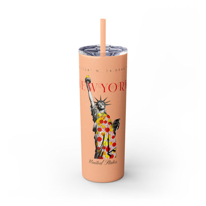 New York Glitter Skinny Tumbler with Straw, 20oz - StyleMZ